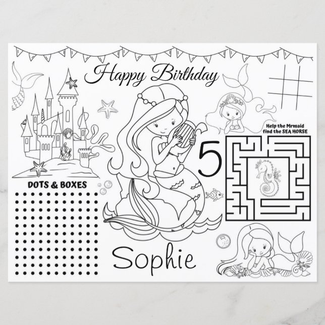 Feuille d'activité Sirène, Jeu de page Couleur de  (Devant)