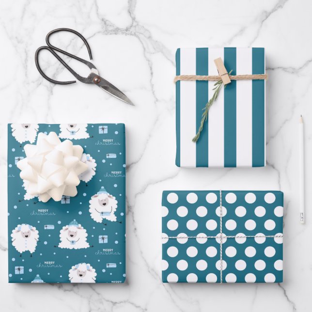 Feuille d'agneau de Noël Jeu de 3 (Recto)