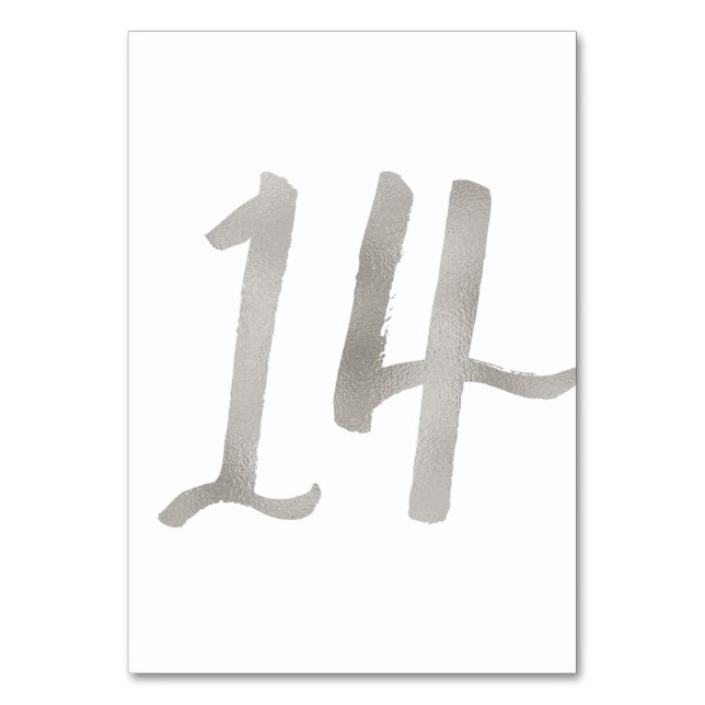 Feuille d'argent chic numéro de table de mariage | (Dos)