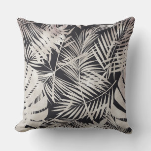 Feuille d'argent noir / Design noir Coussin révers