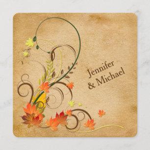 Feuille d'automne abstrait, faire-part de mariage