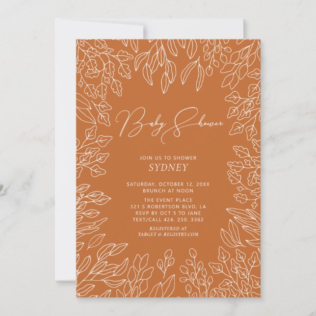 Feuille d'automne | Invitation de Baby shower neut (Devant)