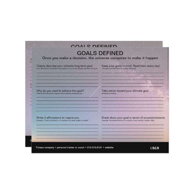 Feuille de calcul des objectifs définis (Devant/Arrière en situation)