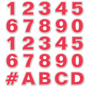 Feuille de chiffres en Stickers Rouge et Blanc