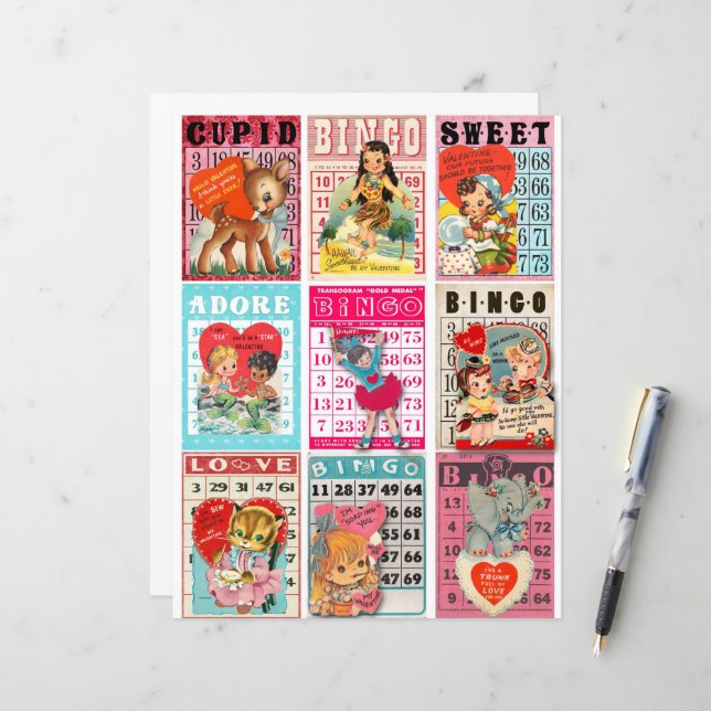 Feuille de collage de clipart de la Saint-Valentin (Devant/Arrière en situation)