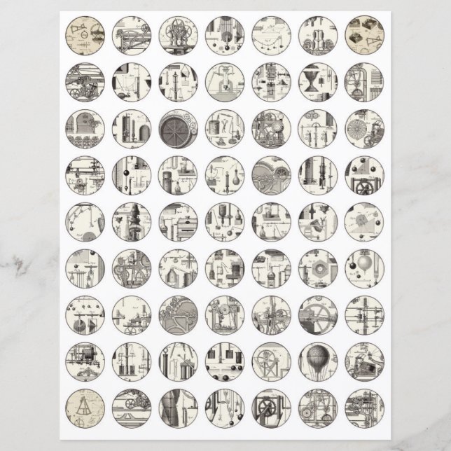 Feuille de collage éléments vintage science scrapb (Devant)