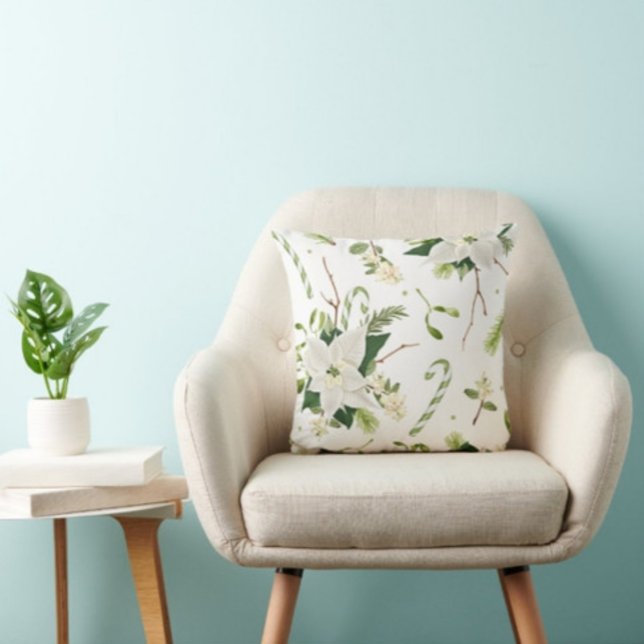 Feuille de fleurs Coussin blanc moderne (Créateur téléchargé)