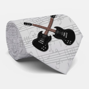 Feuille de guitare électrique noire Cravate de mus