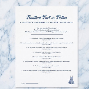 Feuille de jeu de fête d'anniversaire « Fait ou Fi
