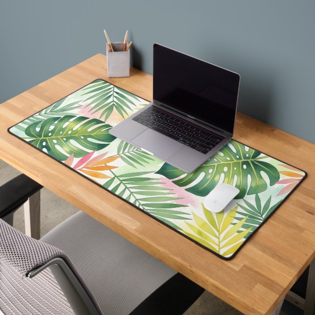 Feuille de Monstera aquarelle tropicale Bohème (Bureau 2)