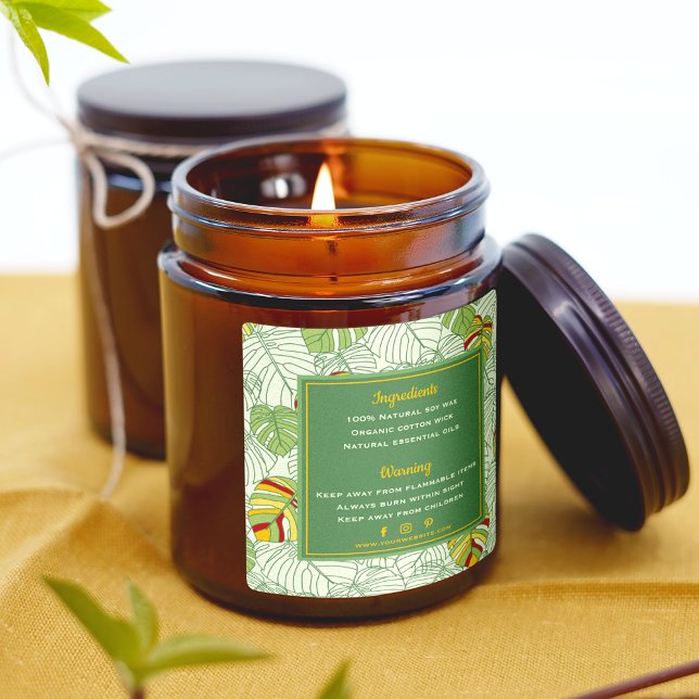 Feuille de Monstera Tropical Étiquette d'avertisse (Créateur téléchargé)