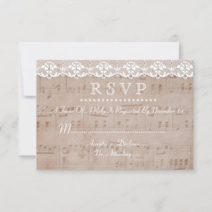 Feuille de musique vintage et RSVP de mariage pers