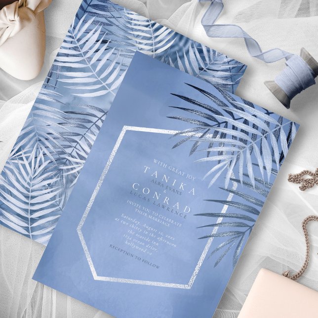 Feuille de palme luxuriante Mariage Windsor Blue I (Créateur téléchargé)