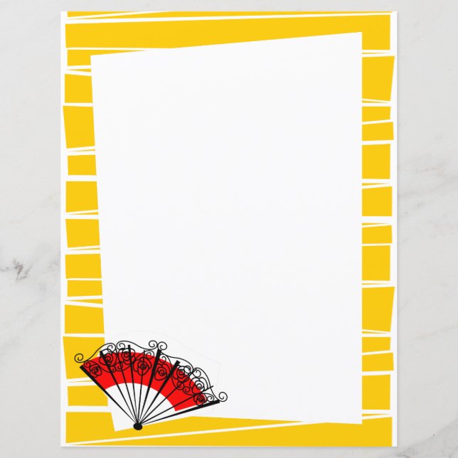 Feuille de papier à bordure rayée éventail espagno (Devant)