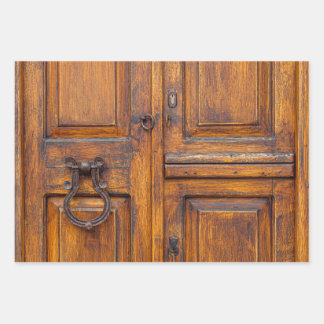 Feuille de papier à envelopper - Porte en bois ave