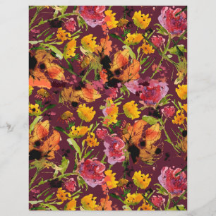 Feuille de papier à fleurs à l'encre peinte à la m