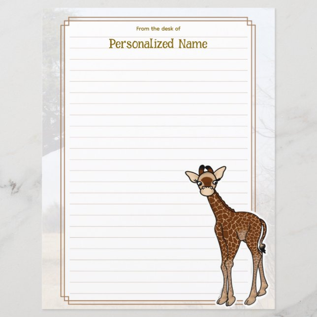 Feuille de papier à lin blanc Gerry Giraffe (Devant)