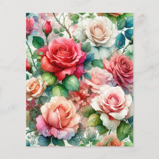 Feuille de papier à motif de rose fantaisiste (Devant)
