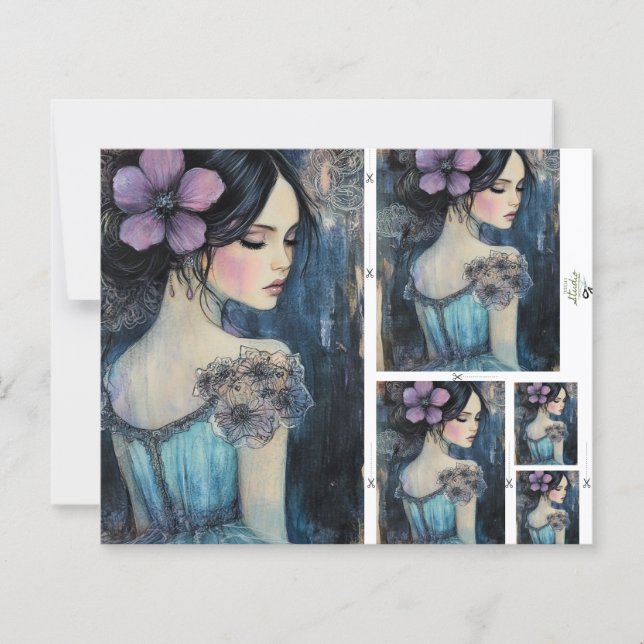 Feuille de papier à scandales en aquarelle Violet  (Devant)