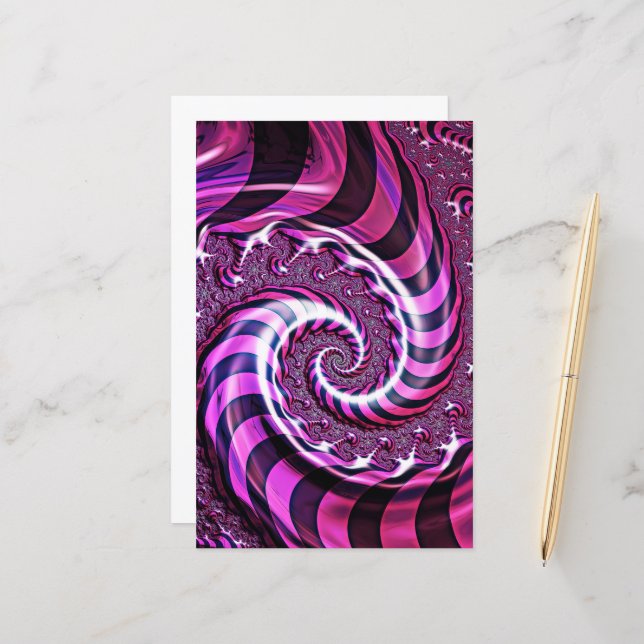 Feuille de papier à spirale rose et noire (Devant/Arrière en situation)