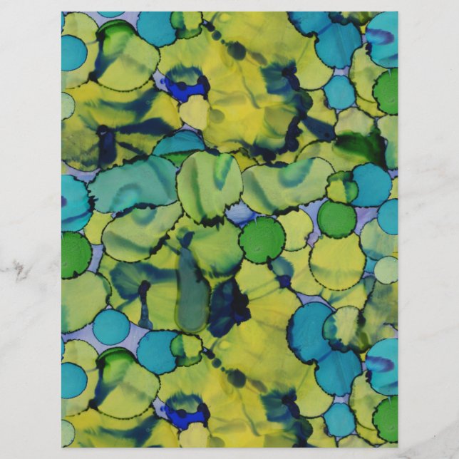 Feuille de papier aquarelle verte sarcelle bleue a (Devant)