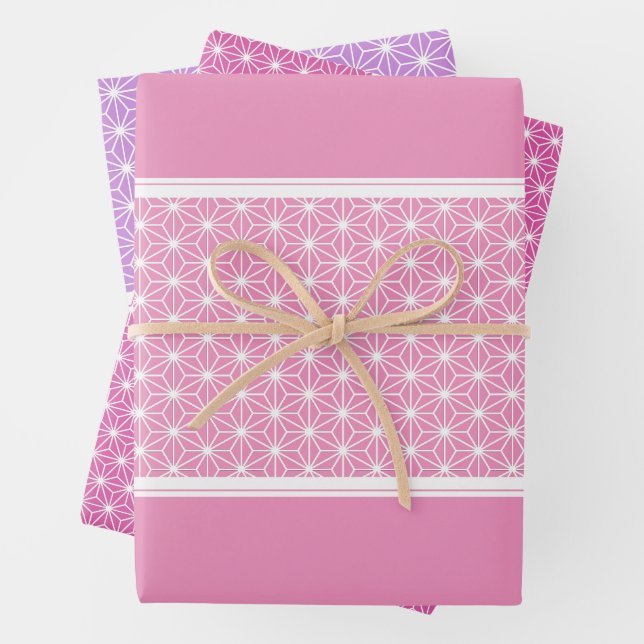 Feuille De Papier Cadeau 麻 の 葉 ASANOHA | motif japonais KIMONO (En situation)