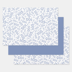 Feuille De Papier Cadeau 105e anniversaire motif numérique aléatoire bleu/b