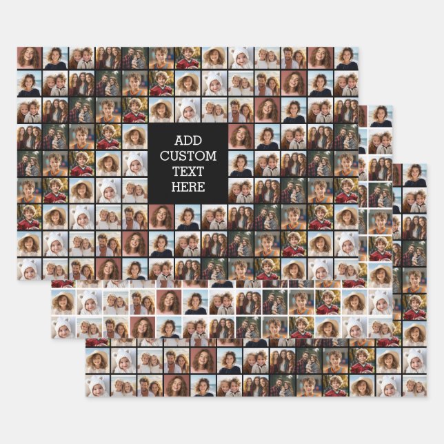 Feuille De Papier Cadeau 11 Photo Collage Motif - Monogramme personnalisé (Lot)