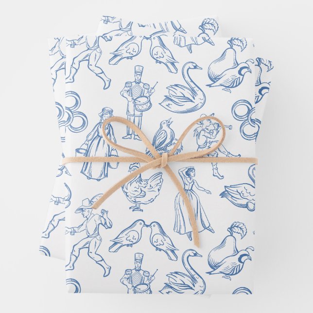 Feuille De Papier Cadeau 12 Jours de Toile de Noël (En situation)