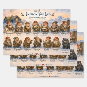 Feuille De Papier Cadeau 13 lutins islandais Noël en Islande 