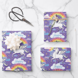 Feuille De Papier Cadeau 13e anniversaire Unicorn