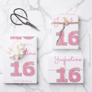 Feuille De Papier Cadeau 16e anniversaire 16 et fabuleuse Parties scintilla
