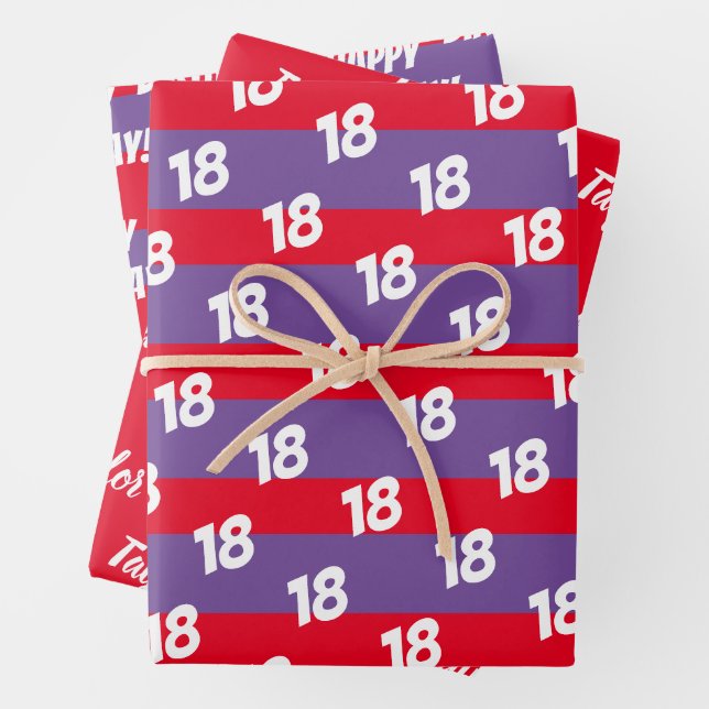Feuille De Papier Cadeau 18th Happy Birthday Ajouter un nom (En situation)