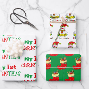 Feuille De Papier Cadeau 1er Noël de bébé, stockage de Noël, bébé bon