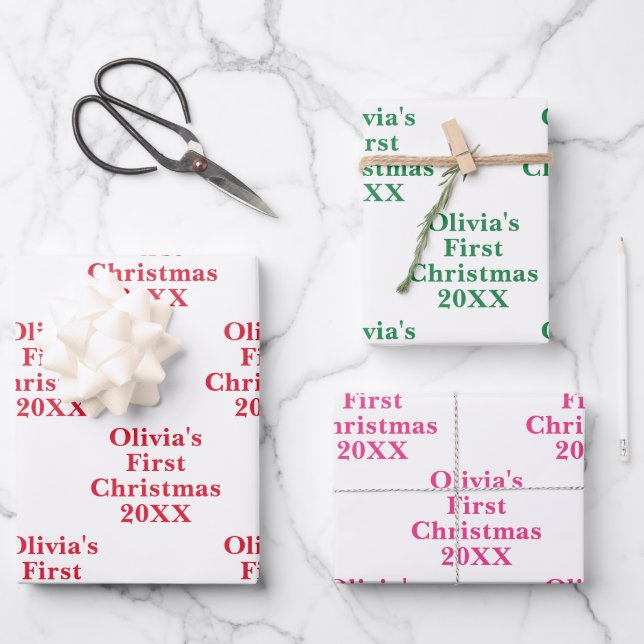 Feuille De Papier Cadeau 1er Noël du bébé (Recto)