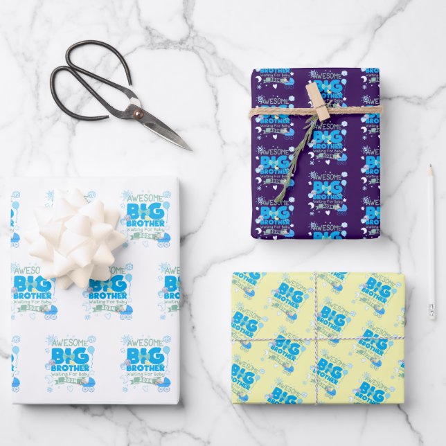 Feuille De Papier Cadeau 2024 sera un grand frère (Recto)