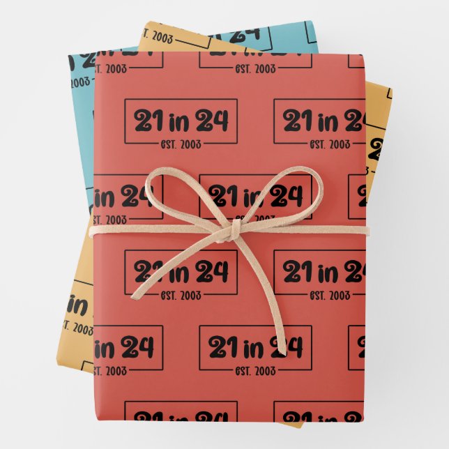 Feuille De Papier Cadeau 21e anniversaire 21 en 24 Est 2003 Anniversaire (En situation)