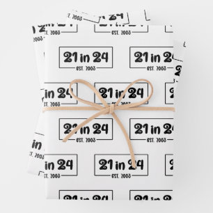 Feuille De Papier Cadeau 21e anniversaire 21 en 24 Est 2003 Anniversaire