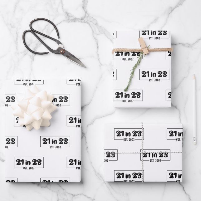 Feuille De Papier Cadeau 21e anniversaire Cadeau 21 en 23 Est 2002 (Recto)