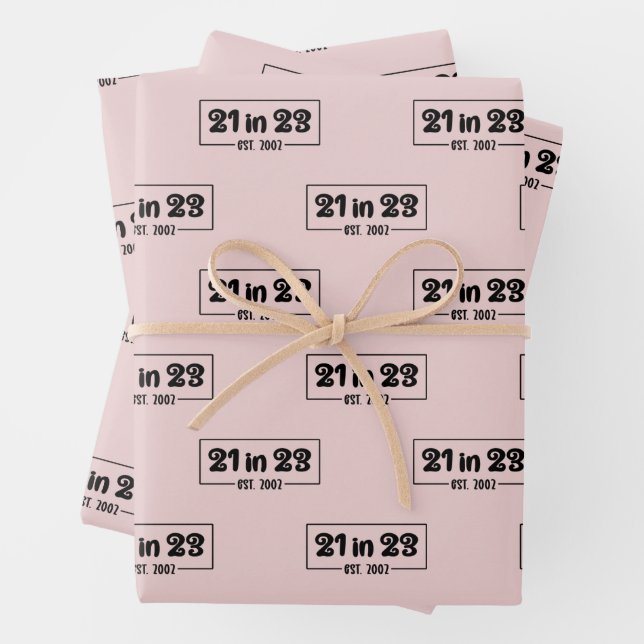 Feuille De Papier Cadeau 21e anniversaire Cadeau 21 en 23 Est 2002 (En situation)