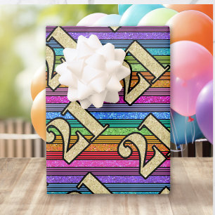 Feuille De Papier Cadeau 21e anniversaire Gold Numbers Parties scintillant 