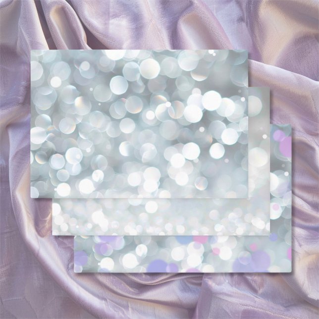 Feuille De Papier Cadeau 25e anniversaire d'argent (25th Silver Wedding Anniversary (bokeh) 3 wrapping paper sheets)