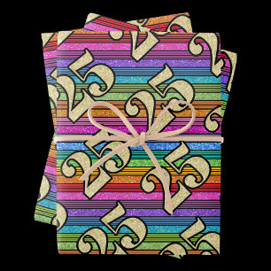 Feuille De Papier Cadeau 25e anniversaire Gold Numbers Parties scintillant 