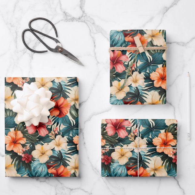 Feuille De Papier Cadeau #2 Motif floral (Recto)