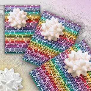 Feuille De Papier Cadeau 30e anniversaire Rainbow Stripes