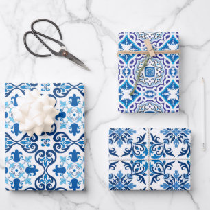 Feuille De Papier Cadeau 😍 3 Beaux Azulejos Bleus