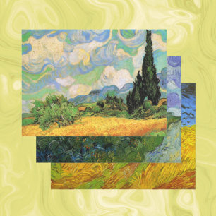 Feuille De Papier Cadeau 3 designs Paysage différents par Vincent van Gogh