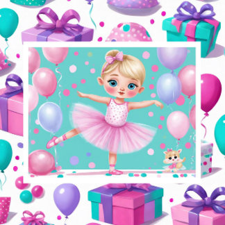 Feuille De Papier Cadeau 3 Petite fille Ballerina Coordination Giftwrap