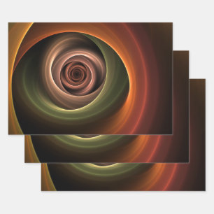 Feuille De Papier Cadeau 3D Spirale Abstraite couleurs chaudes Art fractal