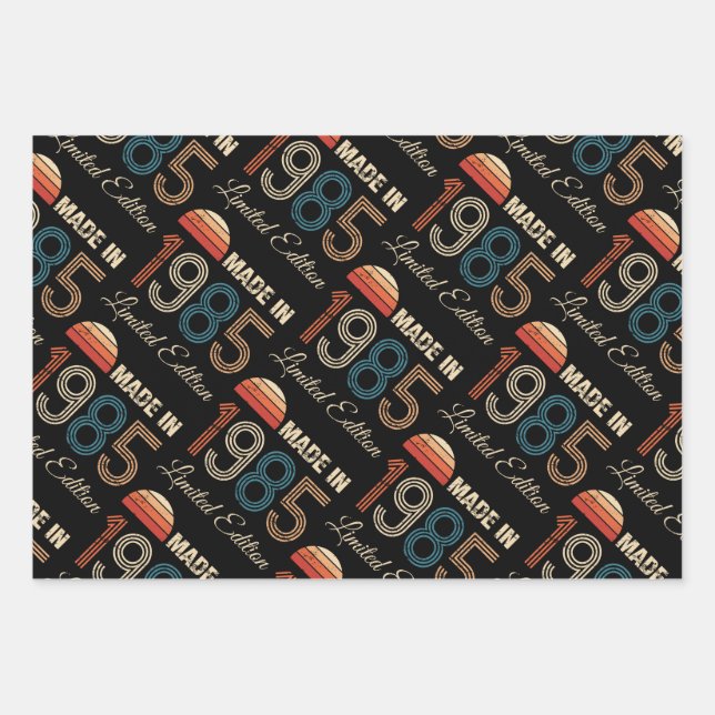 Feuille De Papier Cadeau 40e anniversaire Vintage 1985 (Devant)